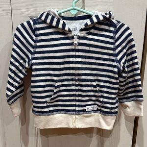 GAP Kids Striped Navy and Cream Hoodie (6-12m)